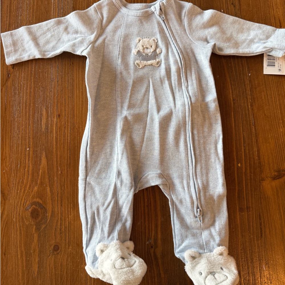 Little Me Soft Blue Footed One Piece